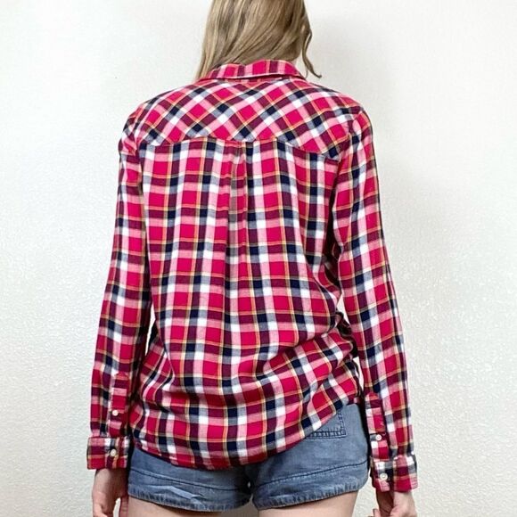 SO Kohls Red Plaid Button Up Shirt - Picture 2 of 5